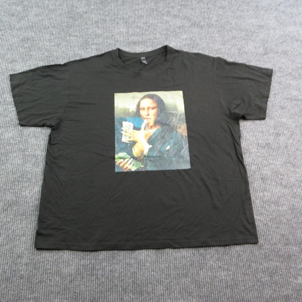 Mona Lisa Money Shirt Mens 3XL Black Short Sleeve Cotton Digiprint Graphic Tee
